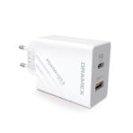Dramex DPQ45B Quantum 45W PD QC 3.0 1xUSB-A+1xType-C Port Çıkışlı Beyaz Şarj Cihazı