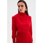 Drape Detaylı Bluz - KIRMIZI