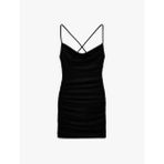 Drape Detaylı Çapraz İp Askılı Kolsuz Mini Bodycon Elbise