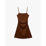 Drape Detaylı İnce Askılı Mini Bodycon Elbise