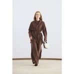 Drape Yaka Tensel Tunik Pantolon Takım Kestane