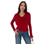 Drapeli Yaka Detaylı Bluz – Bold, kırmızı, s