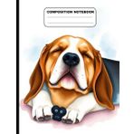 Drawing Of A Sleepy Beagle Dog College Ruled Composition NoteBook: Glossy Paperback Notebook: 120 Pages Size 8.5 Inches By 11 Inches