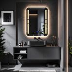 Drayno Led'li Lazer Kumlamalı Lavabo & Banyo Aynası (Dokunmatik Sensörlü) günışığı ledli 90 x 65