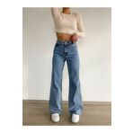 DRC trend Caramel Kadın Mavi Kar Yıkama Süper Yüksek Bel Likralı Bol Paça Denim Kot Pantolon