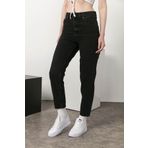DRC trend Samanta Likralı Siyah Mom Fit Jean Pantolon Renk Solmaz Boyfriend