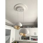 Dream Mode Beton Görünümlü Modern Şık Iskandinav Tarz 2 Başlı Avize (25CM) (Ampul dahil değildir) - Beyaz