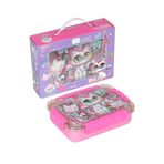 Dream Vest Bento 710ML Lunchbox Sevimli Dostlar Tek Katlı 3 Bölmeli Paslanmaz Çelik Sefer Tası Yemek Kutusu (Pembe-Açık Pembe Kedi)