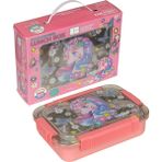 Dream Vest Bento 710ML Lunchbox Sevimli Dostlar Tek Katlı 3 Bölmeli Paslanmaz Çelik Sefer Tası Yemek Kutusu - Pembe