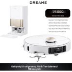 Dreame Kendi Kendini Temizleyen Robot Süpürge 19000PA Yüksek Çekim Gücü 40MM Engel Atlama Hyperstream Fırça 75°c Sıcak Su Otomatik Toz Boşaltma Süpürme Silme - Beyaz