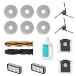 Dreame Robot Süpürge Aksesuar Seti 1 x Ana Fırça (Trobowave™ Dolanma Önleyici Ikili Fırça) + 2 x Yan Fırça + 2 x Toz Torbası + 2 x Toz Kutusu Filtresi + 3 x Paspas Pedleri (6 Adet) + 1 x Temizlik