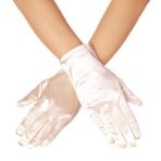 DreamHigh Kadın 22 cm Kısa Saten Eldiven Opera Eldiveni Bilek Boyu Eldiven, Şampanya, Tek Beden
