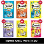 Dreamies Karışık Ödül Maması Paketi 6X24 Lezzetli Somonlu, Tavuklu, Peynirli Yetişkin Kediler İçin