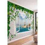 dreamwall 3D Görünümlü Kız Kulesi Manzaralı ve Pencere Illüzyonlu Tuğla Desenli Tekstil Duvar Kağıdı