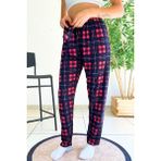 Dreamy Soft Kadife Dokulu Ekose Kareli Süet Pijama Altı Pantolon - Lacivert