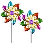 DREAMYSOUL 2 Paket Açık Metal Rüzgar Spinner, Yard ve Bahçe için Renkli Fırıldaklar, Kinetik Gökkuşağı Spinner Rüzgar Heykel Bahçe Dekoru