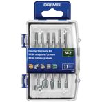 Dremel 729-01 oyma ve gravür aleti aksesuar seti, 11 parça, sınıflandırılmış, ahşap, metal ve cam üzerinde kullanım için mükemmel