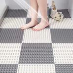 Drenaj Delikli 10 Adet Birbirine Kauçuk Yer Karosu DIY Boyutu 11.8 Inx 11.8 Inç Banyo Havuzu için Gri ve Beyaz