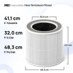 Dreo Macro AP606 Uyumlu Hava Temizleyici Filtresi – True Hepa + Karbon Filtre, %99,97 Filtreleme - Beyaz