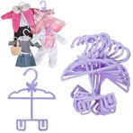 Dress Along Dolly Bebek Tam Kıyafet Elbise Askıları 45,72 cm Kız Bebekler için - 24pk - Benzersiz Tasarım Elbiseler, Pantolon, Gömlek, Etek ve Aksesuarlar Dahil Üst ve Altınızı Bir Kez Tutar (Mor)
