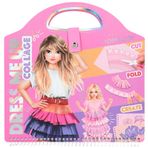 Dress Me Up Collage Book Top Model, el çantası şeklinde, çıkartma ve renkli kağıtlar.