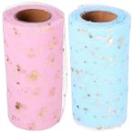 DRESSOOS 2 Adet Rulo Kumaş Örgü Rulosu Siyah Tül Kumaş Hediyeler Için Hediye Şeritleri ışıltılı Tül Kumaş Payet Tül Şerit Parıltılı Tül Kumaş Yıldız Payet Tül Kumaş Masa Eteği Payetler