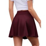 DRESSTELLS Kadın Temel Tek Renk Çok Yönlü Esnek Gayri Resmi Mini Çan Etek Şarap Rengi S