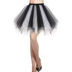 DRESSTELLS Karnaval kostümü, tül etek, tütü etek, faşing kostümlü oyun, kısa, 80'li yıllar, parti, iç etek, bale, dans elbisesi, jüpon, Black White, XL