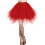 DRESSTELLS Karnaval kostümü, tül etek, tütü etek, faşing kostümlü oyun, kısa, 80'li yıllar, parti, iç etek, bale, dans elbisesi, jüpon, Kırmızı, M