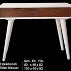 Dresuar 13503 Torna Model Kayın Retro Ayak Mdf Tabla Beyaz Ceviz Uyum El Yapı