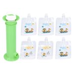 Drfeify Meyve Sıkma Püresi Dolum Seti, Çocuklar Için 6 Adet Yeniden Kullanılabilir Gıda Torbaları Ile Bebek Maması Kese Dolum İstasyonu (GREEN)