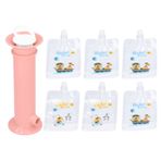 Drfeify Meyve Sıkma Püresi Dolum Seti, Çocuklar Için 6 Adet Yeniden Kullanılabilir Gıda Torbaları Ile Bebek Maması Kese Dolum İstasyonu (PINK)