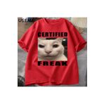 Drippy Certified Freak Cat Meme T Shirt Cotton Short Sleeve Match My Freak Hard T-shirts Casual O Ne Drippy-Trap-Trend-3404