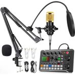 Driton BM-800 + F998 Ses Kartı Podcast Tiktok Youtube Yayıncı Condenser Mikrofon ve Ses Kart Set - Sarı
