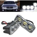 Drl 3 LED Mercekli Araba Gündüz Farı Araç Motosiklet Gündüz Ledi Oto Drl LED Lamba Güçlü Işık 12V Su Geçirmez Metal Beyaz 2 Adet