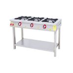 DRN DRNLOA-3 3'lü Gazlı 120x49x85 cm Taban Raflı Ocak