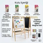 Drn Kids ve Eğitim Manyetik Çift Taraflı 174 Magnet, 15 Renkli Tebeşir, Silgi ve Kalem