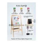 DRNKİDSVEEĞİTİM drn kidsve eğitim,manyetik çift taraflı yazı tahtası 147 parça magnet,15 renkli tebeşir silgi ,kalem