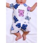 Drop Kids Bebek Pijama Takımı Kısakol Şort Pembe Renkli Ayıcık Desen Pamuk Çocuk Pijama - Mavi - Pembe - 6 - 9 Ay