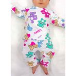 Drop Kids Bebek Pijama Takımı Renkli Ayıcık Desen %100 Pamuk Yenidoğan Çocuk Pijama - 9 - 12 Ay - Mor - Yeşil