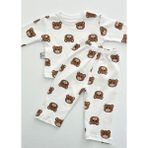 Drop Kids Bebek Pijama Takımı Uzun Ayıcık Desen %100 Pamuk Yenidoğan Çocuk Pijama - 2 - 3 Yaş - Kahverengi