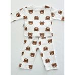 Drop Kids Bebek Pijama Takımı Uzun Ayıcık Desen %100 Pamuk Yenidoğan Çocuk Pijama - 3 - 6 Ay - Kahverengi