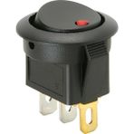 Drop Kırmızı Ledli Mini Yuvarlak Anahtar Aç Kapa Buton 12V (1-0) Siyah Rocker Switch