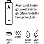 Drop Tedarik Type-C Şarjlı 2800MWH 1.5V Şarj Edilebilir 2’li Aa5 Kalın Pil - Lityum Iyon Batarya