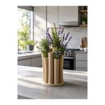 Dropcek eticaret Sütlü Kahve Dekoratif Minimalist Modern Bohem Özel Tasarım Bambu Vazo (Krem)