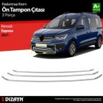 Drs Tuning S-Dizayn Renault Express Krom Ön Tampon Çıtası 3 Prç 2021 Üzeri