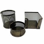 Drt 413 3 lü Simli Altın Masaüstü Kalemlik Set
