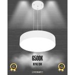 Drum 40CM (Beyaz Kasa, Beyaz Işık) Ledli Modern Sarkıt LED Avize, Salon, Mutfak, Oturma Yatak Odası, Sarkıt