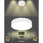 Drum 40CM (Beyaz Kasa, Sarı Işık) Ledli Modern Sarkıt LED Avize, Salon, Mutfak, Oturma Yatak Odası, Sarkıt