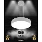 Drum 40CM (Gri Kasa, Beyaz Işık) Ledli Modern Sarkıt LED Avize, Salon, Mutfak, Oturma Yatak Odası, Sarkıt